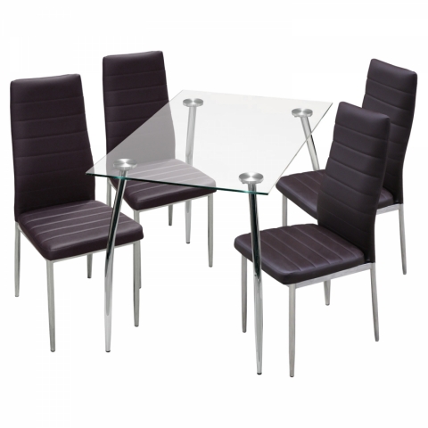 Jídelní set pro 4 osoby skleněný stůl 110x70 + 4 židle Granada 