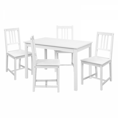 Jídelní set pro 4 osoby bílý stůl 118x75 + 4 židle 4484