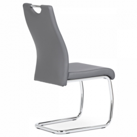 Jídelní židle koženka šedá / chrom DCL-418 GREY