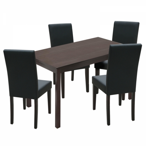<![CDATA[Jídelní set pro 4 osoby židle 4 + stůl 118x75 tmavěhnědý černý 4423 Idea]]>