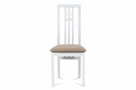 Jídelní židle masiv buk, barva bílá, potah béžový BC-2482 WT