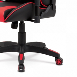 Kancelářská židle houpací mech., černá + červená koženka, plast. kříž KA-F03 RED