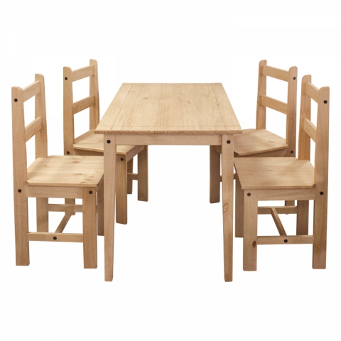 <![CDATA[Jídelní set pro 4 osoby masiv borovice stůl 108x65 + 4 židle CORONA 2 vosk Idea]]>