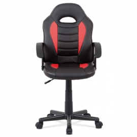 Kancelářská židle, červená-černá ekokůže, výšk. nast., kříž plast černý KA-V107 RED