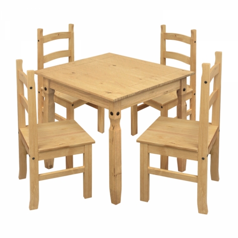 <![CDATA[Jídelní set pro 4 osoby masiv borovice stůl 78x78 + 4 židle CORONA 2 Idea]]>