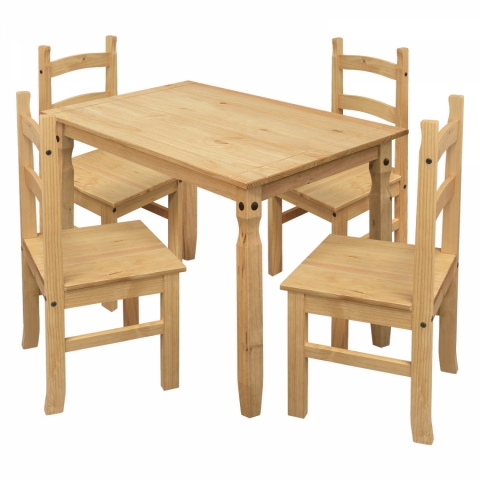 <![CDATA[Jídelní set pro 4 osoby masiv borovice stůl 118x79 + 4 židle CORONA 2 4481 Idea]]>