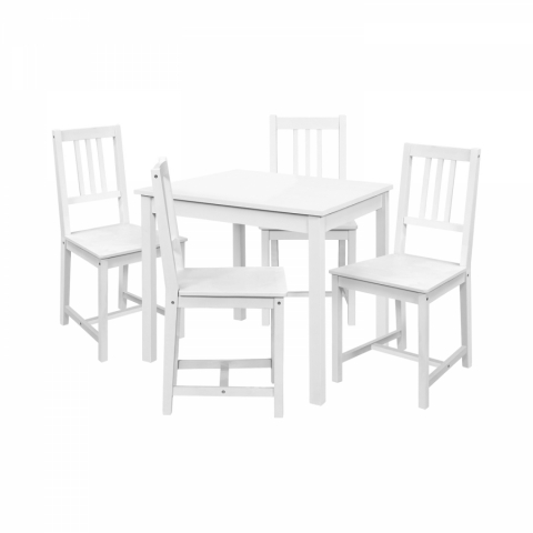 <![CDATA[Jídelní set pro 4 osoby stůl bílý lak + 4 židle bílé 4483 Idea]]>