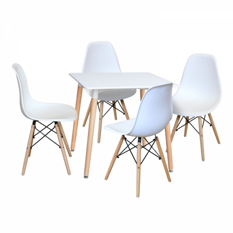 <![CDATA[Jídelní set pro 4 osoby, stůl 80x80 bílý + 4 židle UNO 4491 Idea]]>