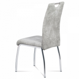 Jídelní židle, potah stříbrná látka COWBOY v dekoru vintage kůže, kovová čtyřnoh HC-486 SIL3
