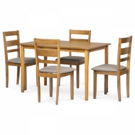 Jídelní set dub pro 4 osoby stůl 120x75 dub + židle šedé AUT-6070 OAK