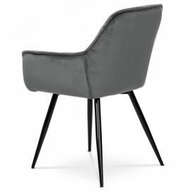 Jídelní židle, šedá sametová látka, kovová čtyřnohá podnož, černý matný lak DCH-421 GREY4