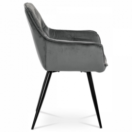 Jídelní židle, šedá sametová látka, kovová čtyřnohá podnož, černý matný lak DCH-421 GREY4