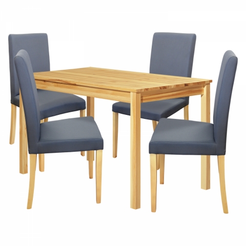 <![CDATA[Jídelní stůl masiv borovice 118x75 + 4 židle šedá světlé nohy 4439 Idea]]>