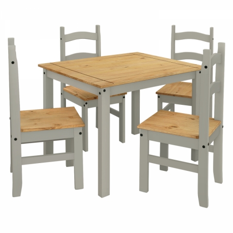 <![CDATA[Dřevěný jídelní set stůl 100x80 + 4 židle CORONA 3 šedá 161618s Idea]]>