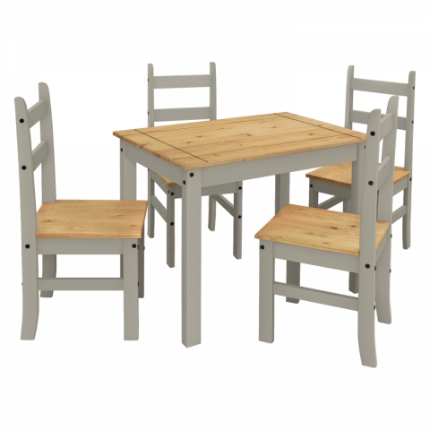 <![CDATA[Dřevěný jídelní set masiv stůl 100x65 + 4 židle Corona 3 šedá 161617s Idea]]>