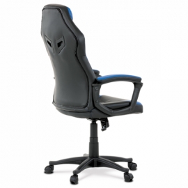 Herní židle, potah - modrá a černá ekokůže, houpací mechanismus KA-Y209 BLUE