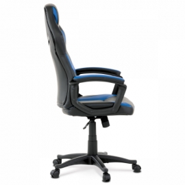 Herní židle, potah - modrá a černá ekokůže, houpací mechanismus KA-Y209 BLUE