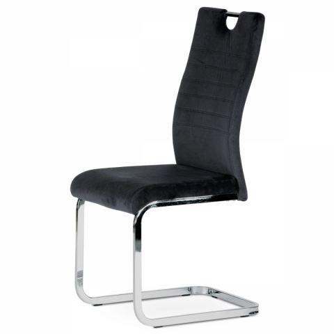 <![CDATA[Jídelní židle černá sametová kov chrom podnož a madlo DCL-416 BK4 Autronic]]>