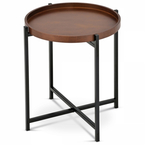 <![CDATA[Odkládací stolek 50x50 deska dřevo moření ořech kovové černé nohy 80135-12 WAL Autronic]]>