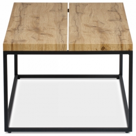 Konferenční stolek 110x60x45 cm, deska MDF, 3D dekor divoký dub, kov - černý mat AHG-269 OAK