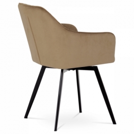 Jídelní židle, potah cappuccino sametová látka, kovové nohy, černý matný lak DCH-425 CAP4