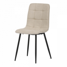 Jídelní židle, potah krémová látka, kovová čtyřnohá podnož, černý mat CT-281 CRM2