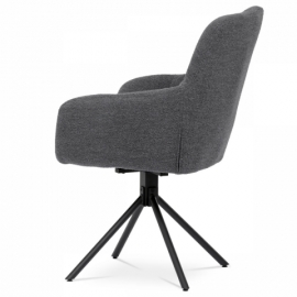 Jídelní židle, šedá látka bouclé, otočný mechanismus 180°, černý kov HC-531 GREY2