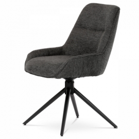 Židle jídelní a konferenční, tmavě šedá látka, černé kovové nohy, otočný mechanismus HC-535 GREY2