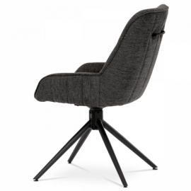 Židle jídelní a konferenční, tmavě šedá látka, černé kovové nohy, otočný mechanismus HC-535 GREY2
