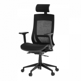 Kancelářská židle, černá látka, plastový kříž, výškově stavitelné  područky, kolečka pro tvrdé podlahy KA-W002 BK