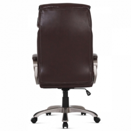Kancelářská židle, tmavě hnedá koženka, plast v barvě champagne, kolečka pro tvrdé podlahy KA-Y284 BR