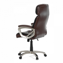 Kancelářská židle, tmavě hnedá koženka, plast v barvě champagne, kolečka pro tvrdé podlahy KA-Y284 BR