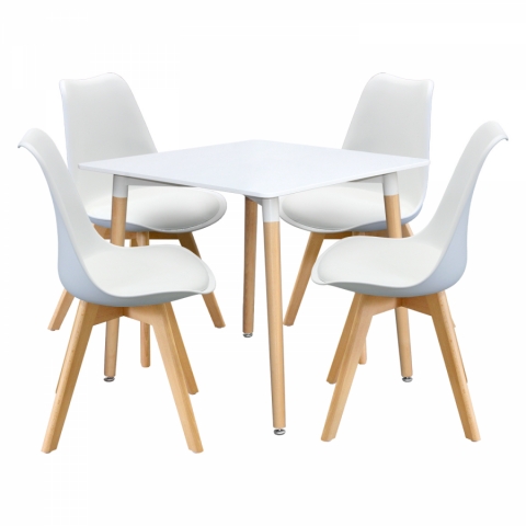<![CDATA[Jídelní stůl 80x80 bílý + 4 židle bílé QUATRO Idea]]>
