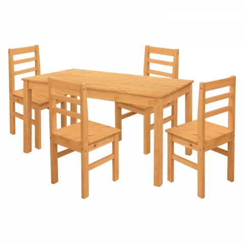 <![CDATA[Jídelní set stůl 150x75 masiv borovice + 4 židle TORINO med vosk Idea]]>