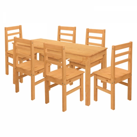 <![CDATA[Jídelní set stůl 150x75 + 6 židle TORINO med vosk Idea]]>