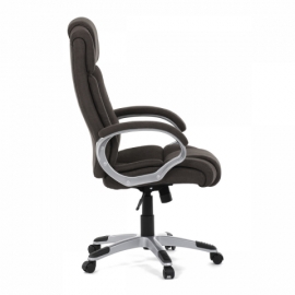 Kancelářská židle, plast ve stříbrné barvě, hnědá látka, kolečka pro tvrdé podlahy KA-L632 BR2