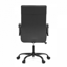 Kancelářská židle, černá ekokůže, houpací mech, kolečka pro tvrdé podlahy, černý kov KA-V306 BK