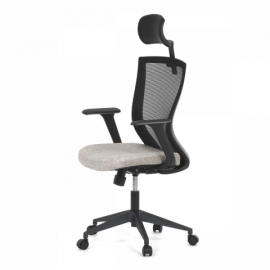 Kancelářská židle, černá MESH síťovina, tmavě béžová látka, houpací mechanismus, plastový kříž, kolečka pro tvrdé podlah KA-V328 CRM