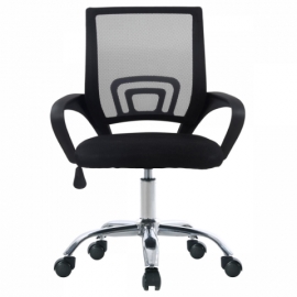 Kancelářská židle, potah černá látka MESH a síťovina MESH, výškově nastavitelná, kovový chromovaný kříž KA-L103 BK