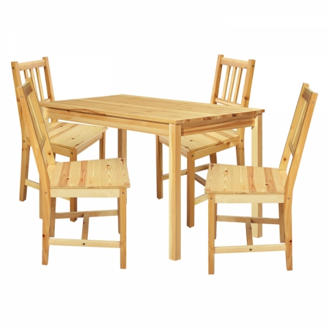 <![CDATA[Jídelní set stůl 118x75 masiv borovice + 4 židle lak 4488 Idea]]>