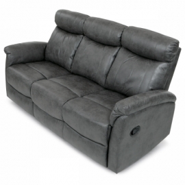 Relaxační sedačka 3+1+1, potah šedá látka v dekoru broušené kůže, funkce Relax I/II s aretací ASD-311 GREY3
