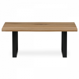 Stůl konferenční 110x70 cm, masiv dub, přírodní hrana, kovová noha 