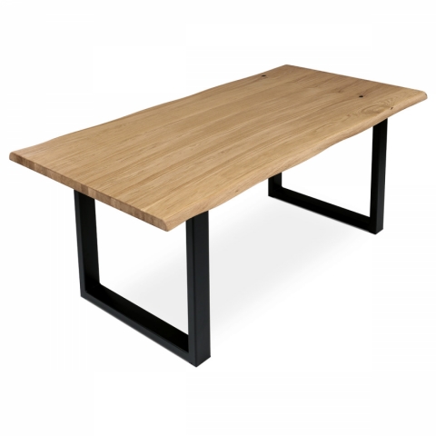 Jídelní stůl 180x90x75 masiv dub, kovová noha ve tvaru písmene U černý lak DS-U180 DUB 