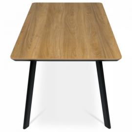 Jídelní stůl, 160x90x76 cm, MDF deska, dýha ostín dub, kovové nohy, černý lak HT-532 OAK