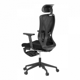 Židle kancelářská, černá MESH, plastový kříž, opěrka nohou, posuvný sedák, 2D područky KA-S257 BK