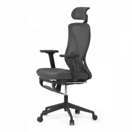 Židle kancelářská, šedá MESH, plastový kříž, opěrka nohou, posuvný sedák, 2D područky KA-S257 GREY