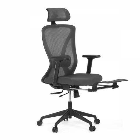 Kancelářská židle křeslo šedá MESH opěrka nohou posuvný sedák 2D područky KA-S257 GREY 