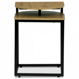 Stůl odkládací, MDF deska s dekorem divoký dub, černý kov. CT-609 OAK