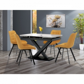 Židle jídelní, žlutá látka, nohy černý kov HC-465 YEL2