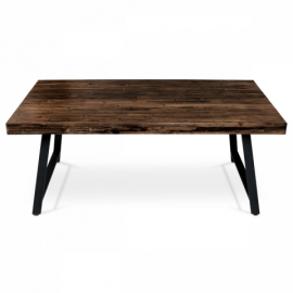 Jídelní stůl, 180x90x76 cm, MDF deska, dýha odstín borovice, kovové nohy, černý lak HT-536 PINE